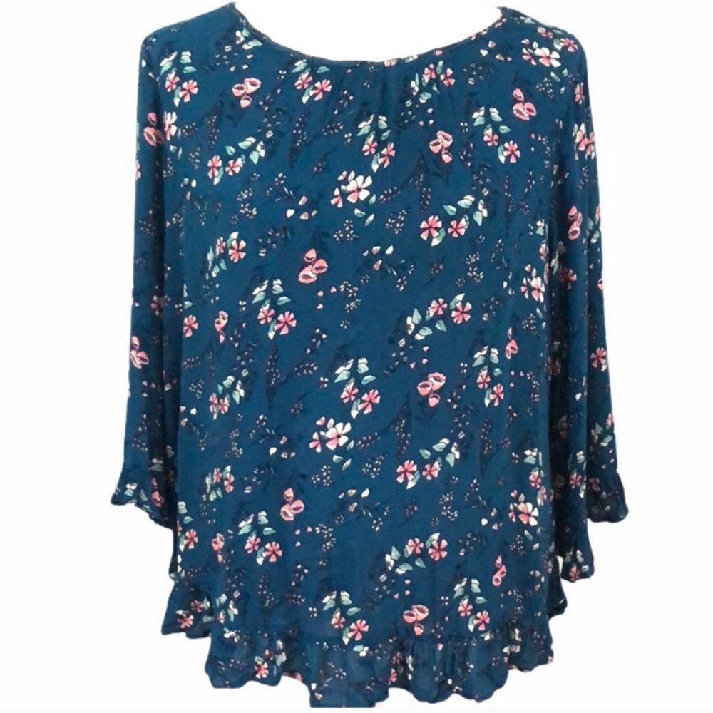 GAP Teal Floral Blouse